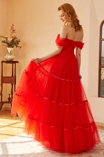 Red Off-the-Shoulder Ball Dress